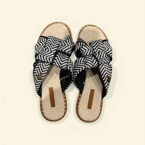 Nautica Woven Black & White Knotted Slide Sandals - Women